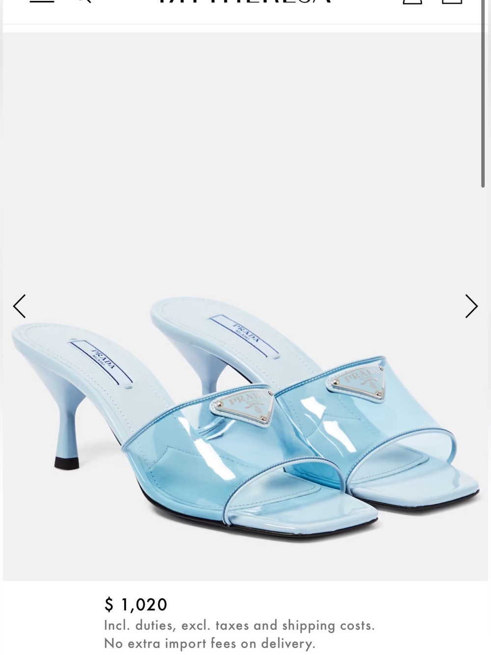 Prada Light Blue PVC Leather Slide Heels Miles Size 40 40.5